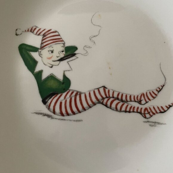 Restoration Hardware Naughty Elf 7.75" Set of 6 Salad Plates Boxed RARE Vintage - Picture 4 of 12